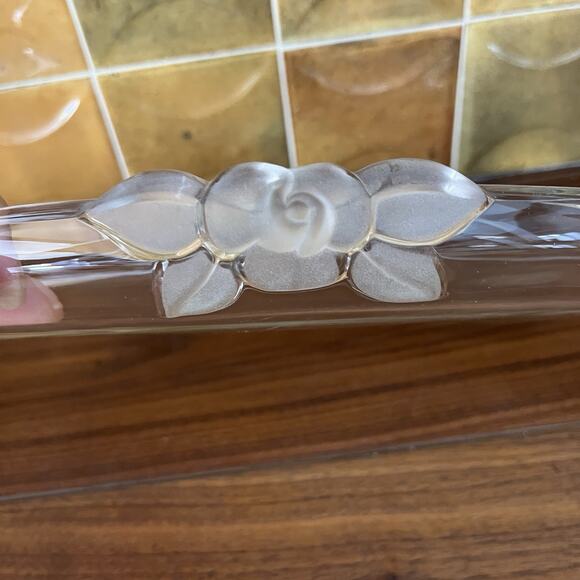 Vintage Mikasa Frosted Flower Glass Oval Serving Tray 15.5"x8" - Picture 9 of 14